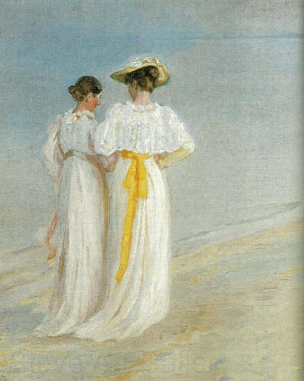 Michael Ancher sommeraften pa skagen sonderstrand, anna ancher og marie kroyer